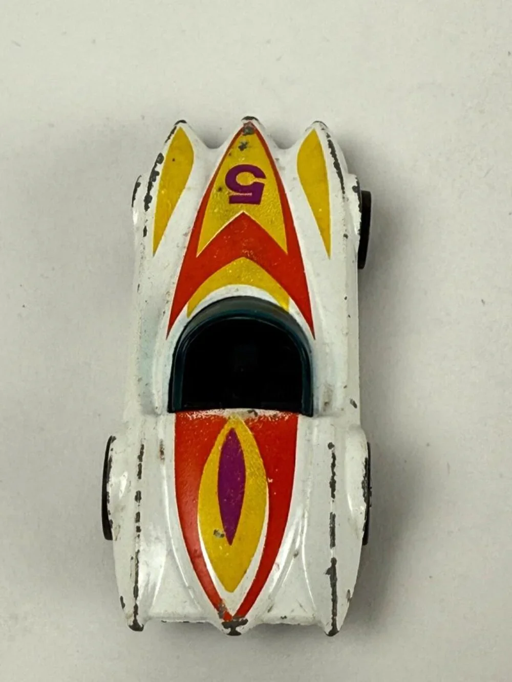 Vintage 1970's Hot Wheels Second Wind Diecast Car Mattel 1976 White 1:64 Mach 5